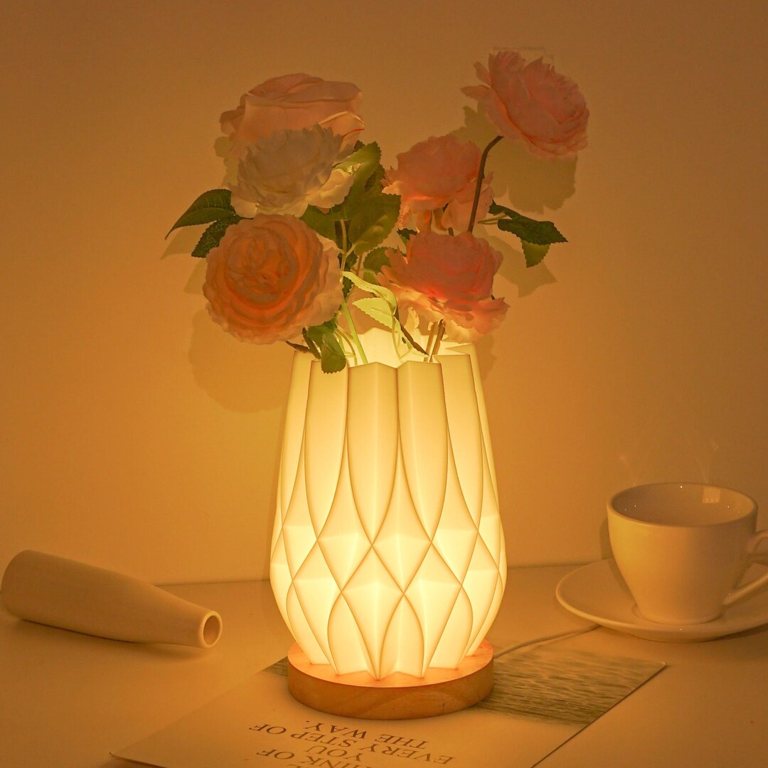 Birthday Gifts Idea Artistic 3D Printed Lightup Flower Vase Table Lamp Etsy
