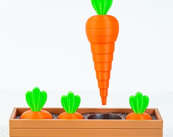 Retractable Carrot Fidget Toys, Telescoping Carrot Desk Toy, 3D Printed Easter Decor Gifts for Kids Girls Boys
