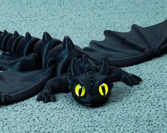 Fantasy Dragon Figurine Set – 3D Printed Black & White Dragon Toys, Birthday Gift for Kids Adults, Desk Decor