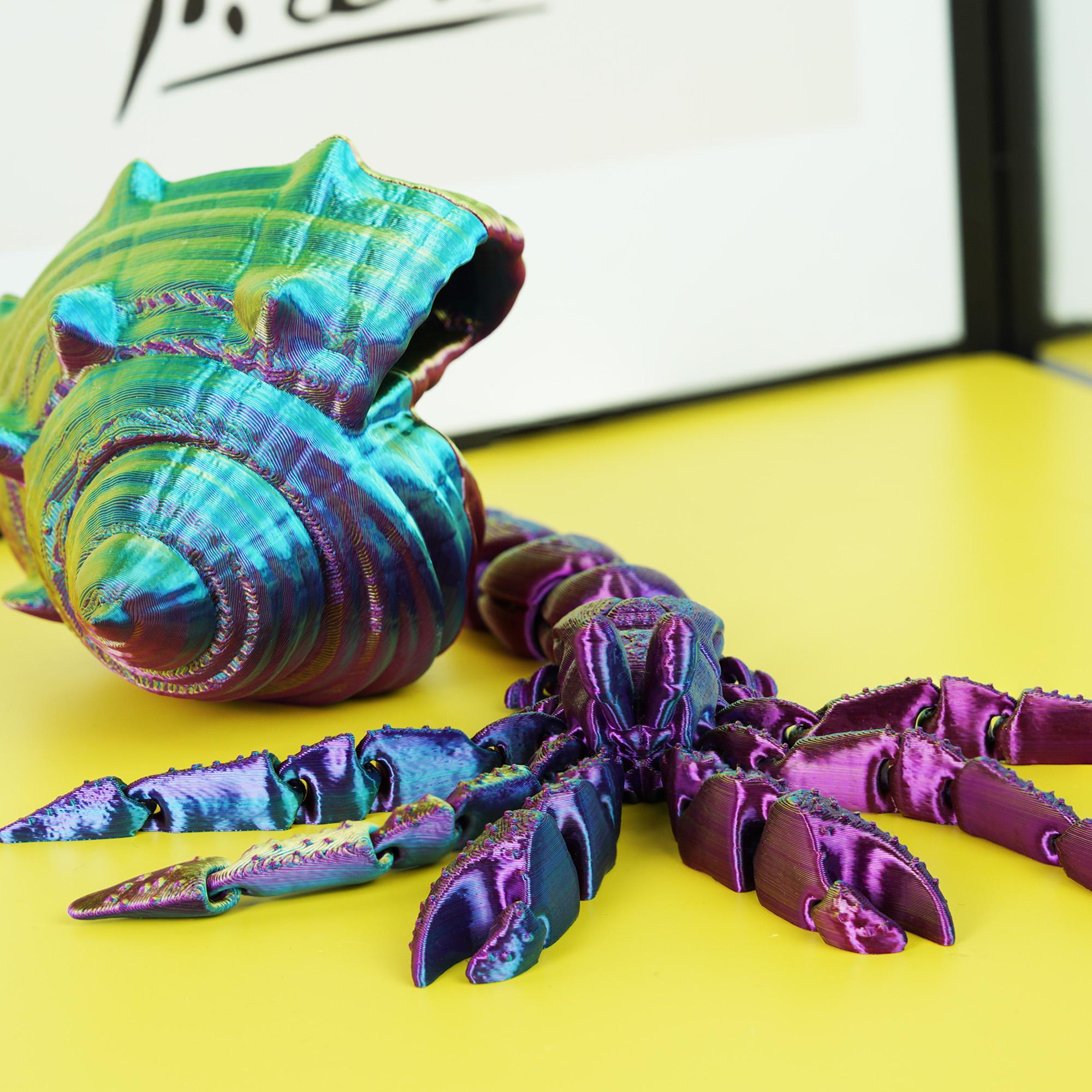 3D Printed Hermit Crab Fidget Toy – Articulated Desk Accessory, Fun Gift for Easter or Birthday, Home & Office Decor