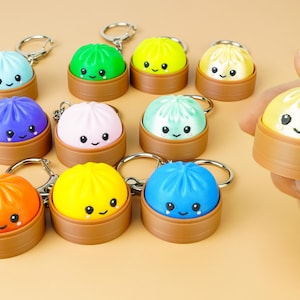 Dumpling Clicker Keychain, Kawaii 3D Printed Fidget Toy, Cute Desk Toy, Backpack Bag Charm