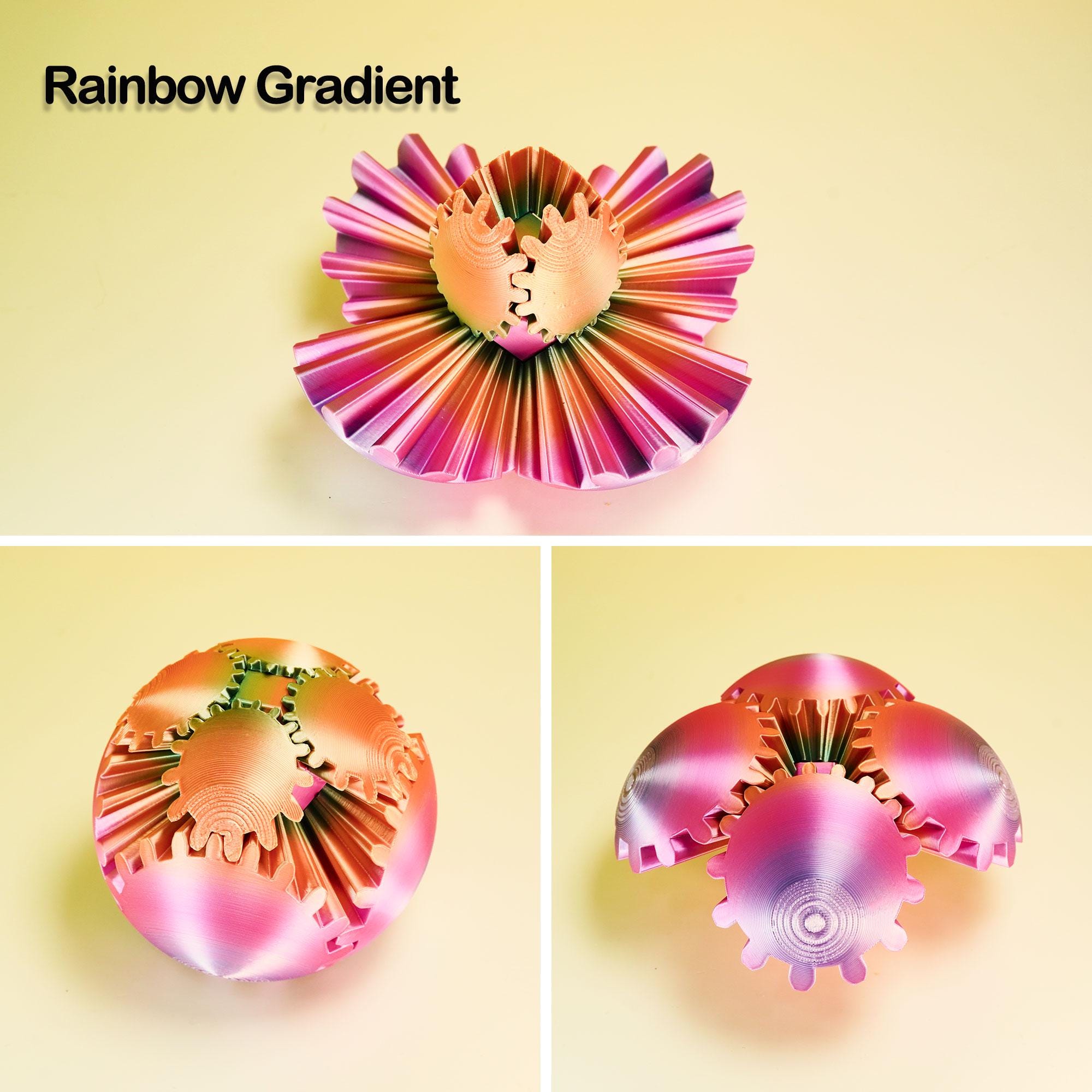 3D Printed Gear Ball Sphere Fidget-Transformable Stress Relief Toy, Colorful Gradient, Birthday Cool Gift for Dad Kids boy girl Ruvenbal
