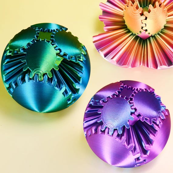 3D Printed Gear Ball Sphere Fidget Toy-Stress Ball Transformable Desk Toys, Easter Birthday Cool Gifts for Dad Kids Boy Girl Ruvenbal