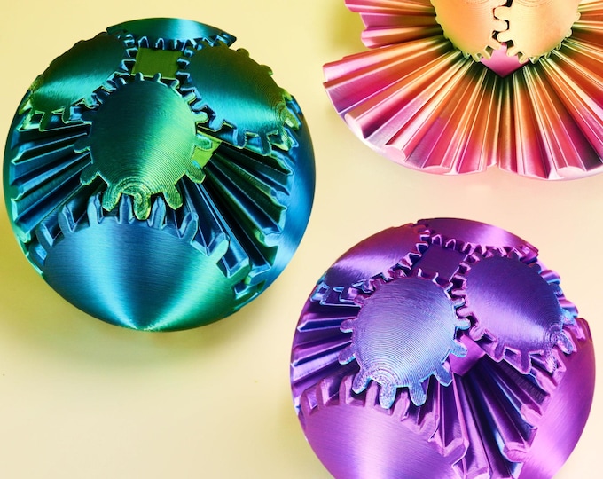 3D Printed Gear Ball Sphere Fidget Toy-Stress Ball Transformable Desk Toys, Easter Birthday Cool Gifts for Dad Kids Boy Girl Ruvenbal