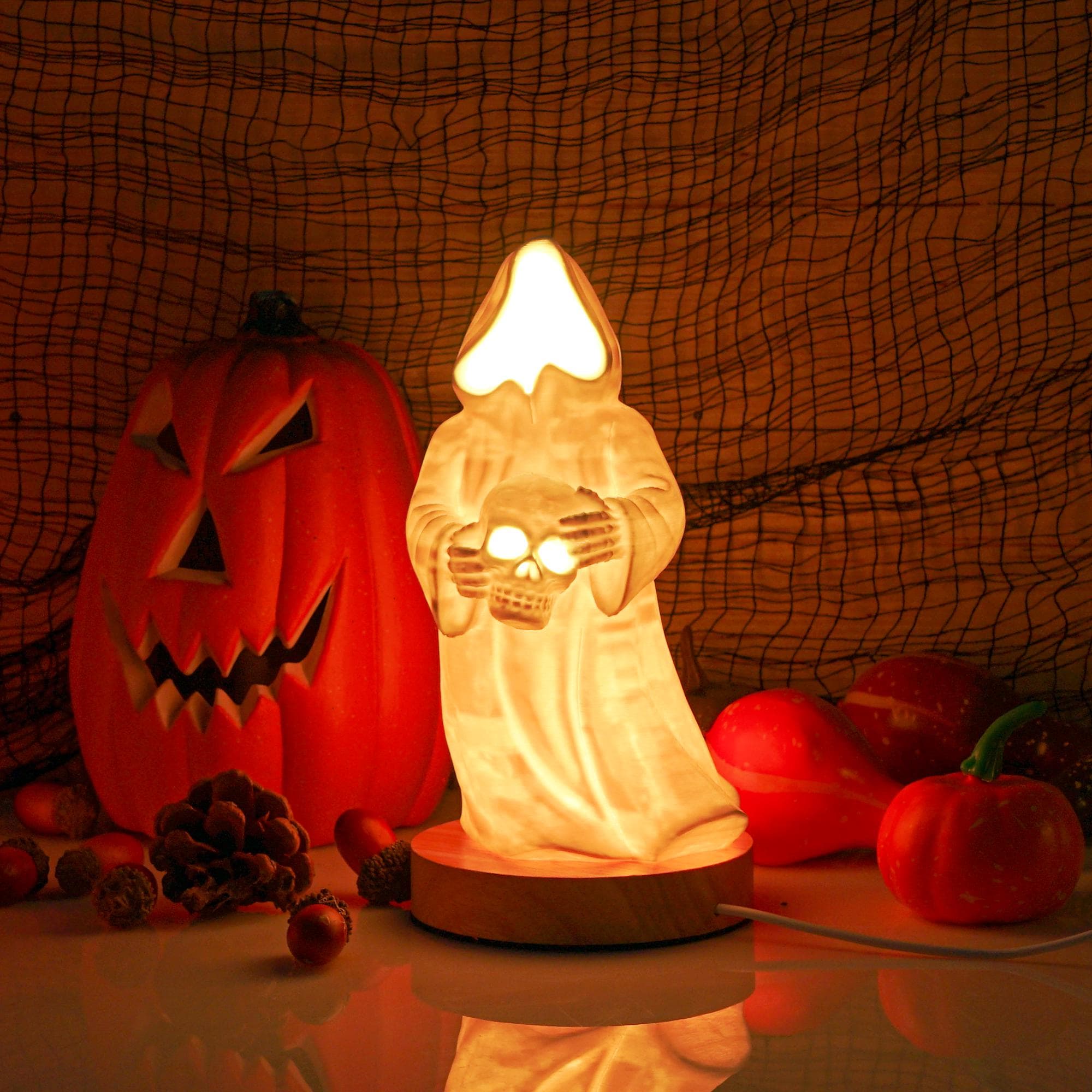 Ghost Art Skeleton Ghost Lamp 3D Printed - Unique Halloween Decor, Witchy Ghost Light for Halloween Parties & Gifts Home Decor Night Light
