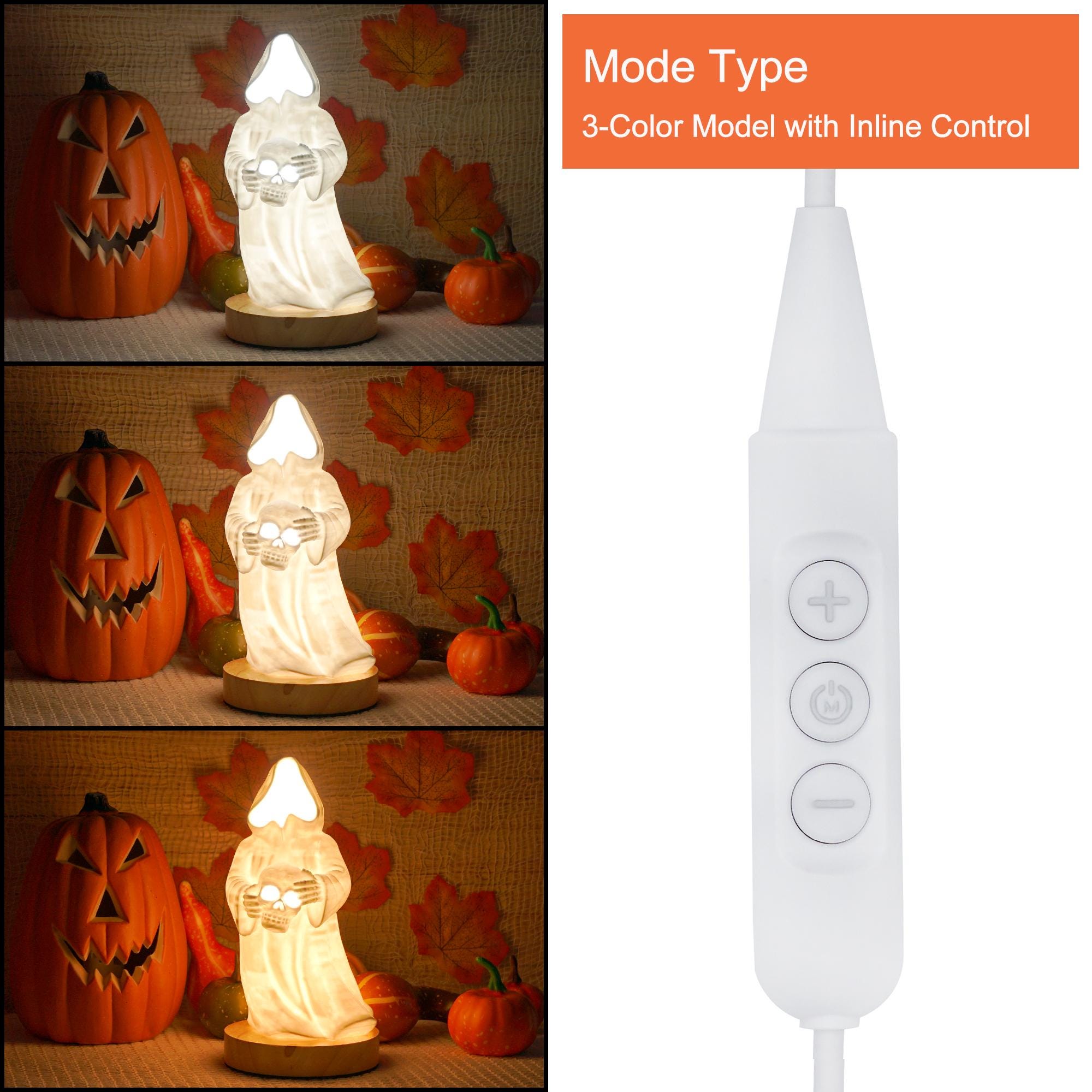 Ghost Art Skeleton Ghost Lamp 3D Printed - Unique Halloween Decor, Witchy Ghost Light for Halloween Parties & Gifts Home Decor Night Light