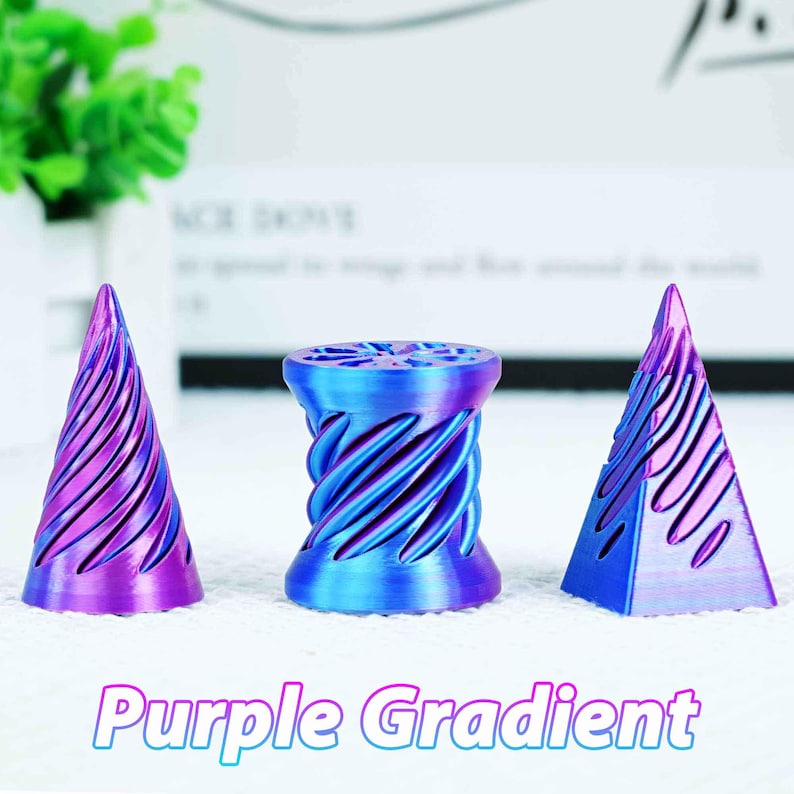 Chennyfun – Set De 3 Jouets Anti-stress En Spirale – Cône, Pyramide, Cylindre – Impression 3D – Décor De Bureau – Cadeau