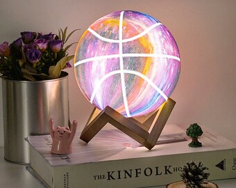 3D Printed Lamp Starry Sky Basketball Night Light  Gifts for Boy, for Him, Father's Day, Birthday - Table Lamp and Basketball Gifts