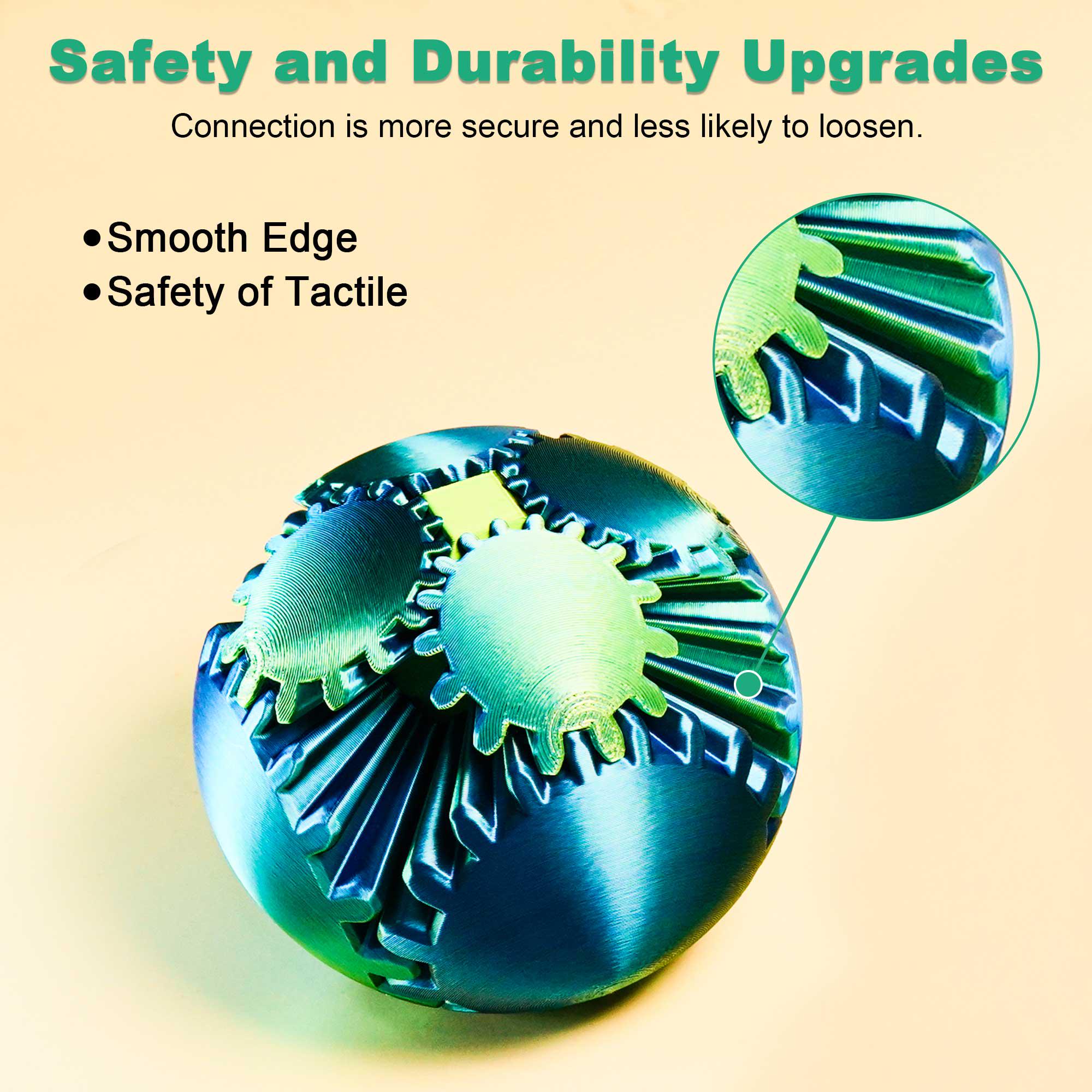 3D Printed Gear Ball Sphere Fidget-Transformable Stress Relief Toy, Colorful Gradient, Birthday Cool Gift for Dad Kids boy girl Ruvenbal