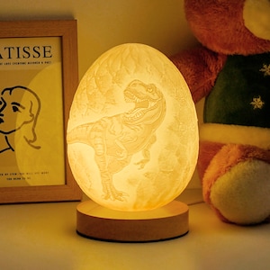 Personalized Gifts Dinosaur Egg Lamp Night Light Kids Bedside Dino Room Decor Nursery Birthday Unique Statue Model Gifts for Kids