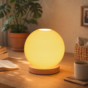 Lámpara de mesa esférica impresa en 3D, luz nocturna para mesita de noche, decoración moderna para el hogar, regalos del Día de la Madre para mamá y sus hijas, decoración navideña de temporada.