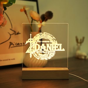 Custom Gamer Acrylic Lamp – Personalized Fantasy Hero Light, Unique Christmas Gift Idea for Gamers & Kids