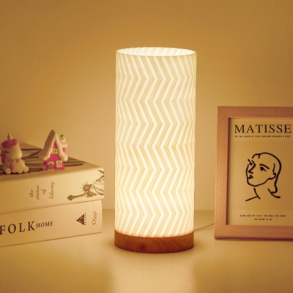 Unique 3D Printed Bedside Lamp - Modern Art Deco Table Lamp, Cool and Cute Night Light - Ideal Desk Lamp and Gift for Her