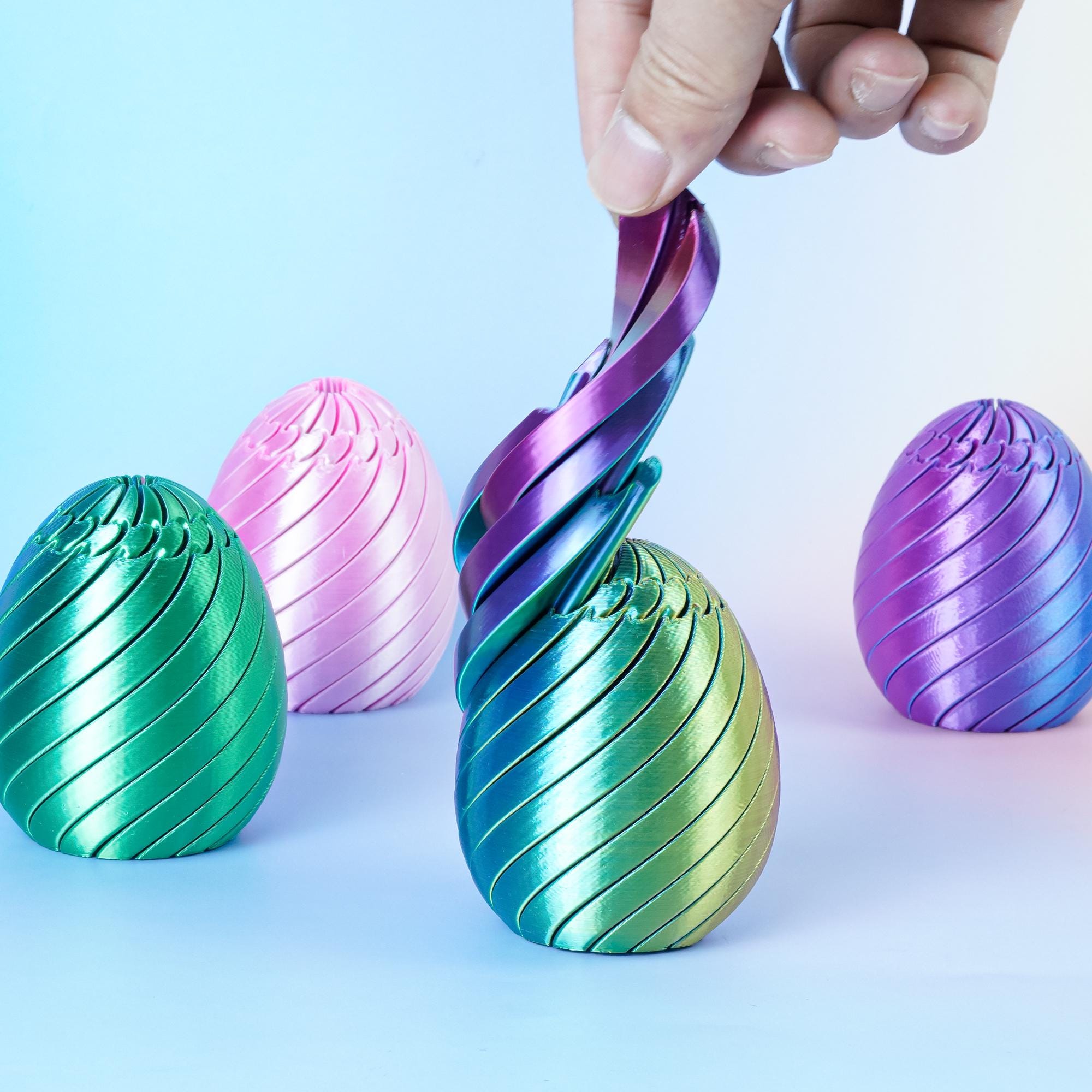 Fidget Egg Stress Ball Toys, Easter Twisty Eggs 3D Printed Desk Toy, Easter Basket Stuffers Gifts for Teens Adults Kids Girls Boys