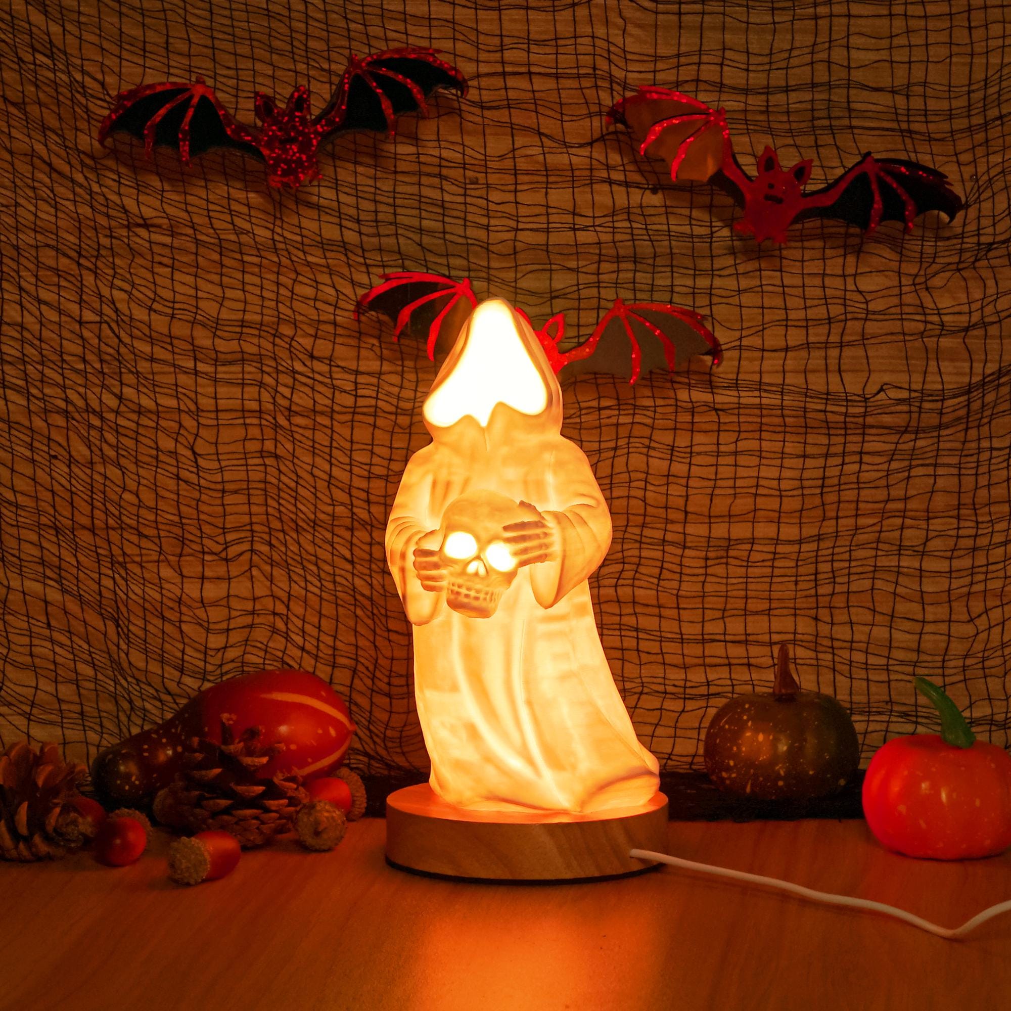 Ghost Art Skeleton Ghost Lamp 3D Printed - Unique Halloween Decor, Witchy Ghost Light for Halloween Parties & Gifts Home Decor Night Light
