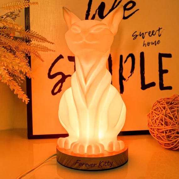 Cat Table Lamp – Cute Night Light for Cat Lovers, Bedside Art Lamp Light, Birthday Mothers Day Gift for Her Girls Mom, Pet Lover Decor
