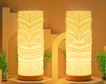 3D Printed Tiki Lamp - Polynesian Tiki Home Decor Bedside Lamp