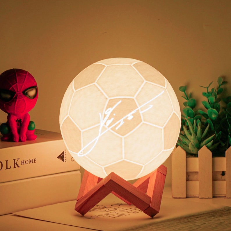 Personalized Soccer Fan Gifts Soccer Night Light Lamp for men boys Soccer Ball Football Coach Gifts Birthdays Gifts Ideas Messi