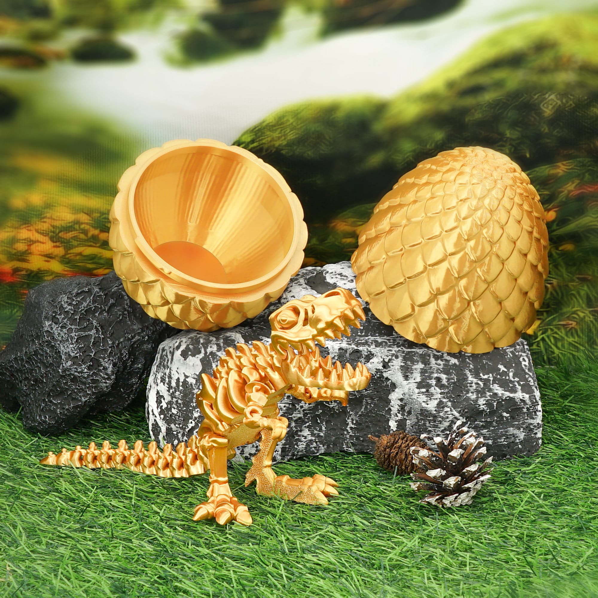 Dubydu 4 Huevos de Dinosaurio Impresos en 3D, Juguete Fidget articulado, Juguete Esqueleto Dinosaurio para niños 3-12 años, Juguetes antiestrés Escritorio, Regalos Pascua Cumpleaños Halloween