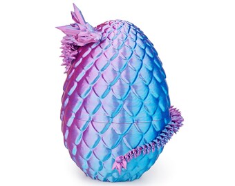 Fantasy Crystal Dragon Eggs with Dragon inside Toys Set - 3D Printed Articulated, Gifts