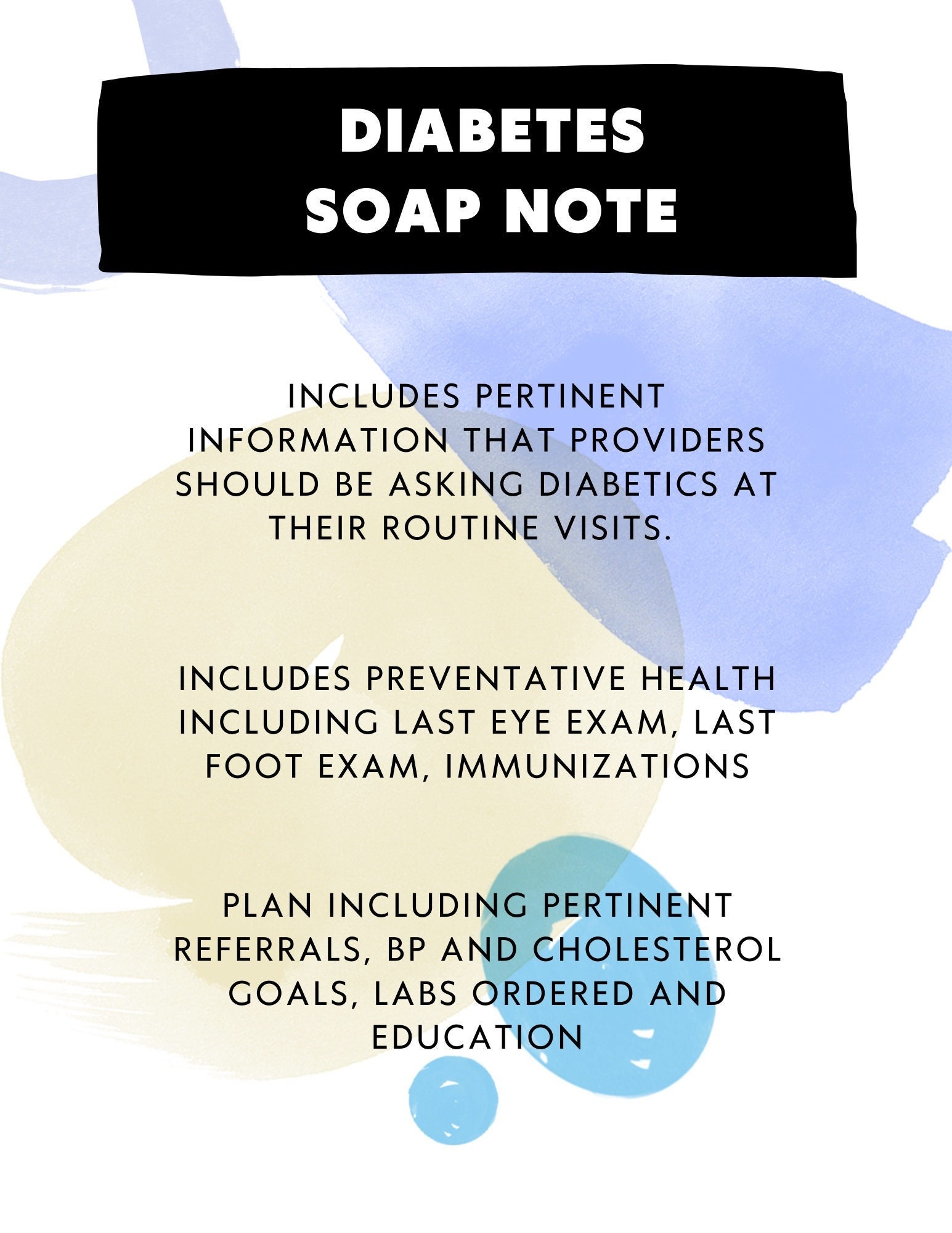 Diabetes SOAP Note Etsy