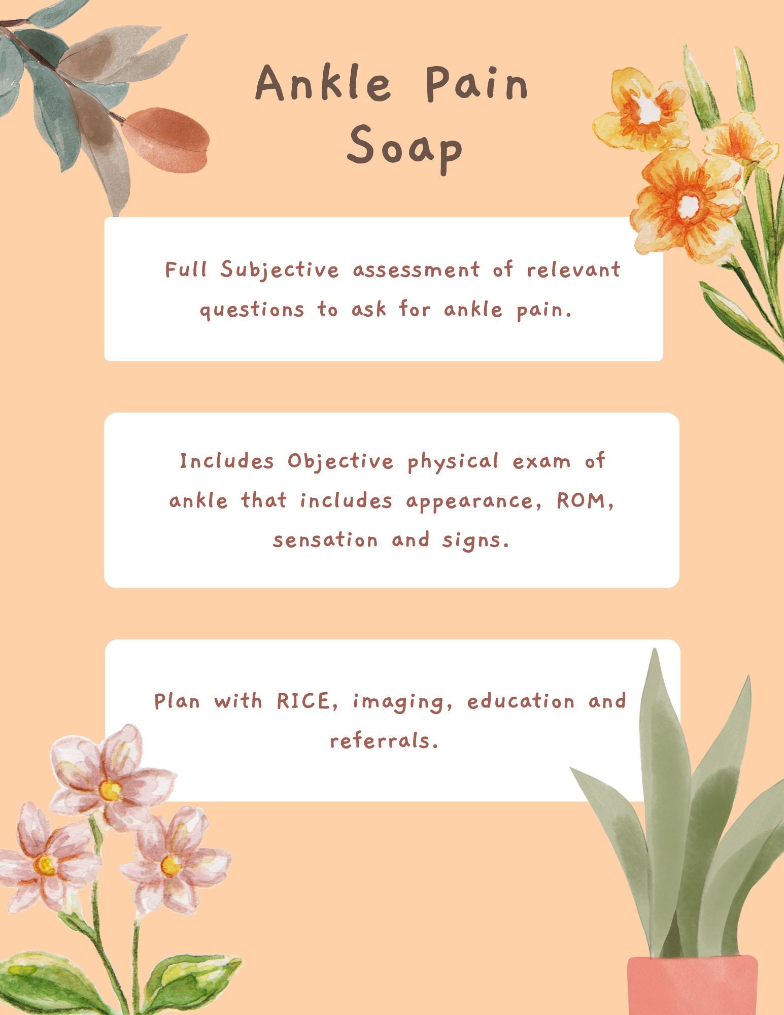 Ankle Pain SOAP Note (Instant Download) Etsy