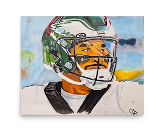Professional quarterback wall art poster, football portrait, American sports print, athletic illustration
