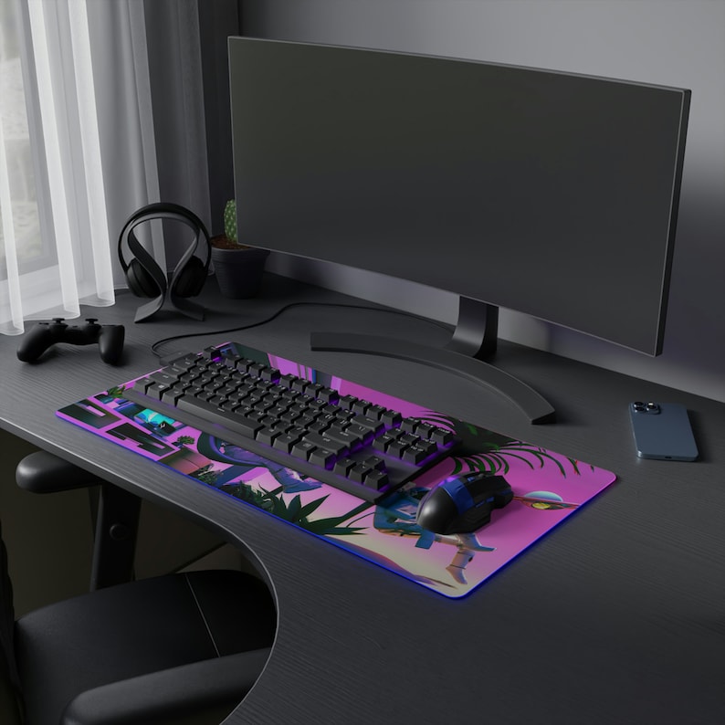 Gaming Desk Pad Computer Desk Mat Desk Accessories LED RGB Etsy