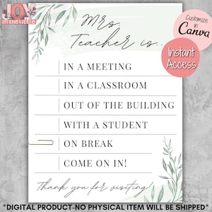 School Office Door Sign | Where is the Principal, Counselor, School Nurse, Reading Specialist, Speech Therapist Custom Door Sign