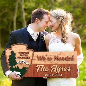 Custom National Park Sign, National Park Wedding Sign, Personalized Camp Sign 3D, Welcome Wedding Sign, Personalize Wedding Sign