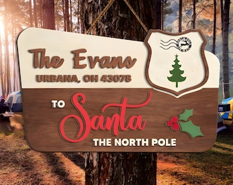 Personalized Christmas To Santa Wood Sign, North Pole Decor