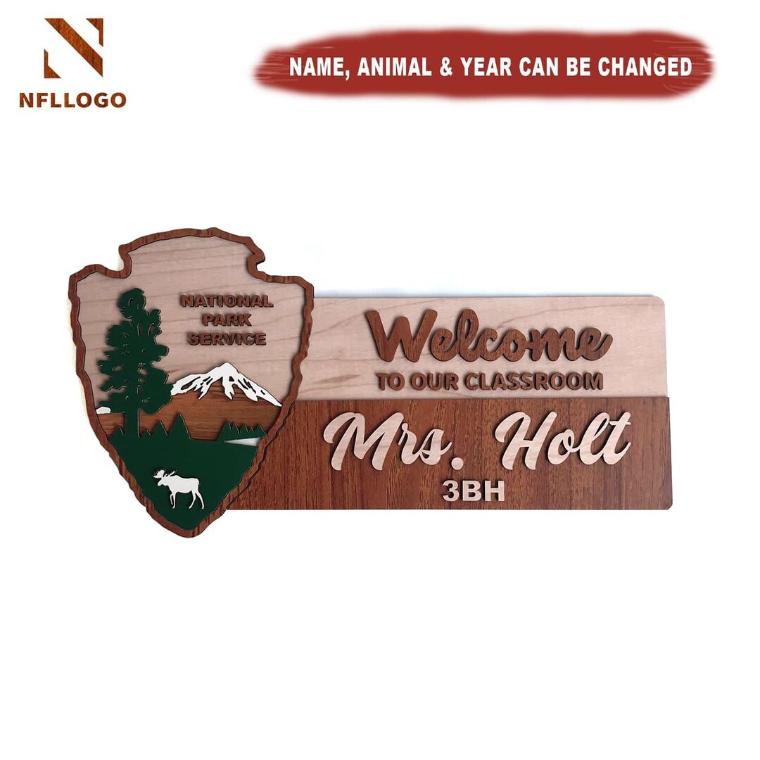 Back to School Wooden Sign, Personalized Teacher Name Door Sign ...