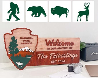 National Park Welcome Sign 3D, Personalized National Park Sign, Custom Wood Sign, NPS, Outdoor Enthusiast, Park Ranger, Wedding Gift