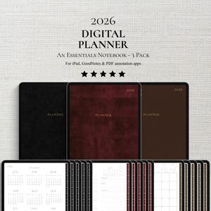 2026 Digital Planner | GoodNotes Planner | Daily, Weekly, Monthly Spread | Ipad | PDF | 3 Pack