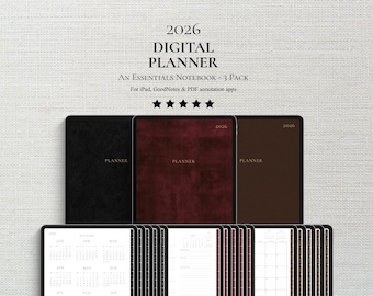 2026 Digital Planner | GoodNotes Planner | Daily, Weekly, Monthly Spread | Ipad | PDF | 3 Pack
