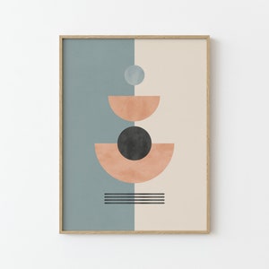 Mid Century Wandkunst Dekor, moderne Wandkunst Dekor, minimalistische Digitaldrucke, Boho Stil Kunstdrucke mit detailliertem Wasserfarben-Design Textur