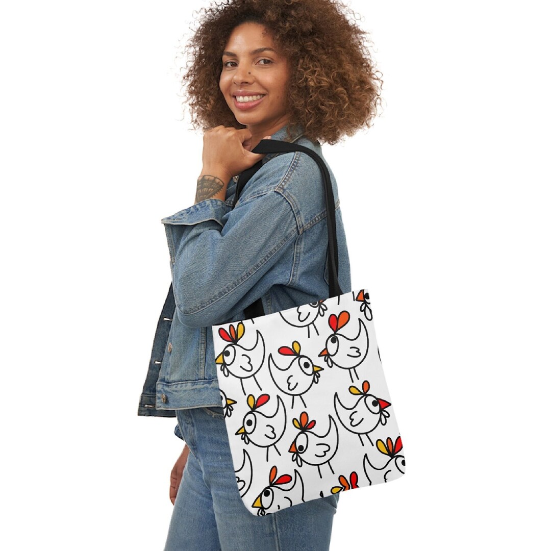 Funny Chicken Canvas Tote Bag Gifts for Chicken Lovers Farmers Market