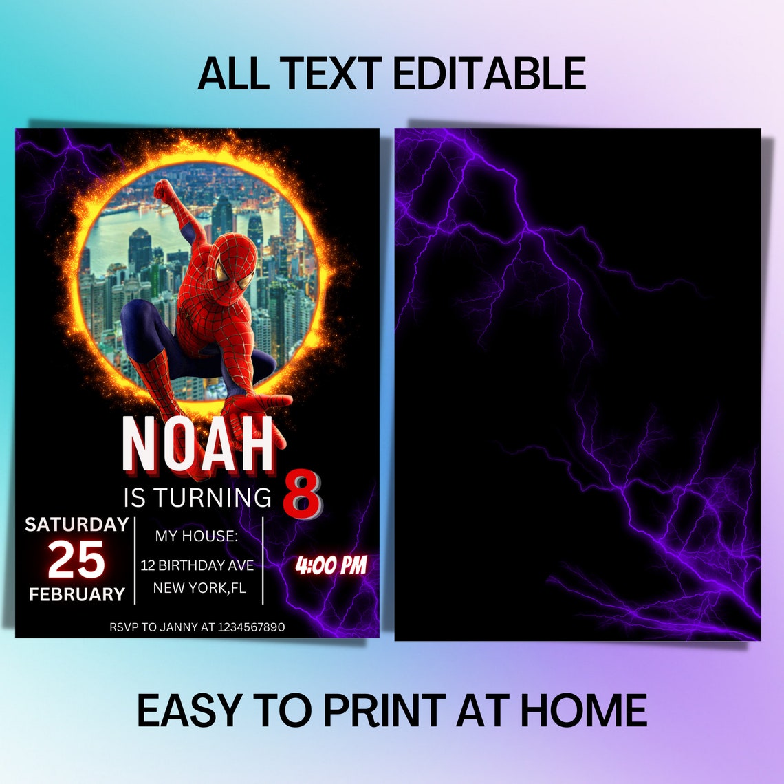 Spiderman Editable Birthday Invitation Template Spiderman Invitation ...