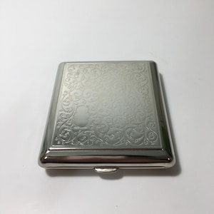 美品 1930年代（昭和初期◆幾何学模様 シルバー製（銀製）二つ折りタバコケース 美品 1930年代（昭和初期◇幾何学模様 シルバー製（銀製）二