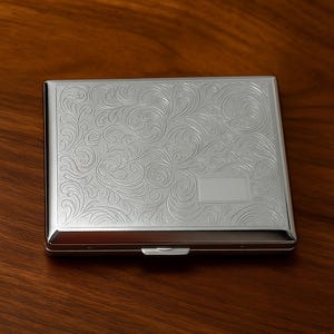 Vintage Morton Clarke Cigarette Case – Signature Collection Stainless steel floral prints and ferns - 85mm king cigarettes