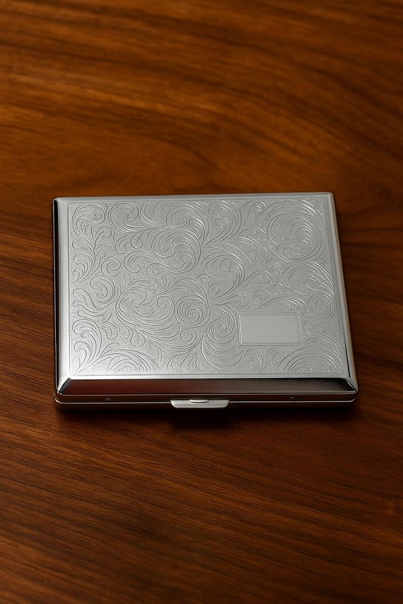 sleek cigarette case Vintage Morton Clarke Cigarette Case – Signature Collection Stainless steel  floral prints and ferns - Pre 2000s Cigarette Holder