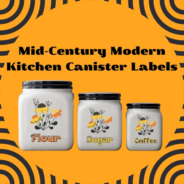 Mid-Century Modern Printable Kitchen Labels - Canister Labels - Transparent - Digital Download - MCM Canister Labels - MCM Printable Labels