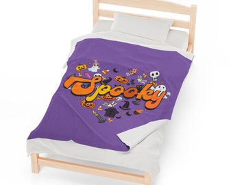 Spooky Velveteen Plush Blanket - Halloween Blanket - Spooky Aesthetic Halloween Home Decor