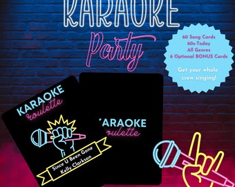 Karaoke Roulette Printable Card Deck Party Game - Instant Download - Card Decks Printable - Karaoke Party Printables -  Karaoke Songs