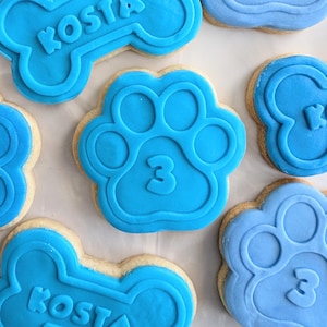 Dog Paw Cookie Fondant Stamp Embosser Cutter Birthday Puppy Paw Kids Name & Age