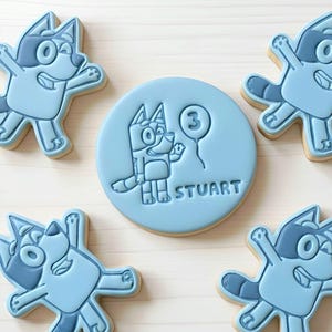 Bluey Birthday Cookie Stamp: Custom Name & Age Fondant Cutter