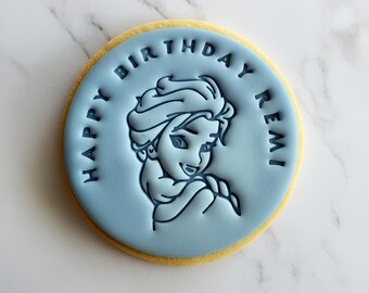 Cookie Fondant Cutter Stamp Custom Name Frozen Elsa Anna Personalised Birthday Non Toxic Biodegradable
