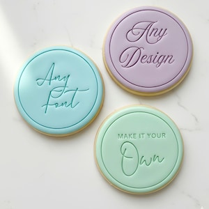 Custom Cookie Stamp with Optional Cutter Any Font and Text