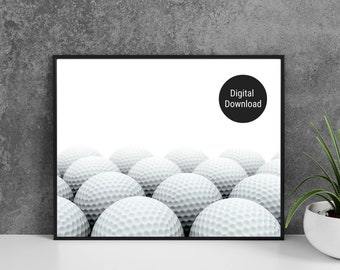 Impresión de golf, JPG imprimible de alta calidad, 30 tamaños, blanco y negro