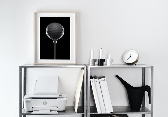 Golf Ball on Tee Print | High-Quality Printable | Receive 2 JPG Files and 25 Size Options | Black and White